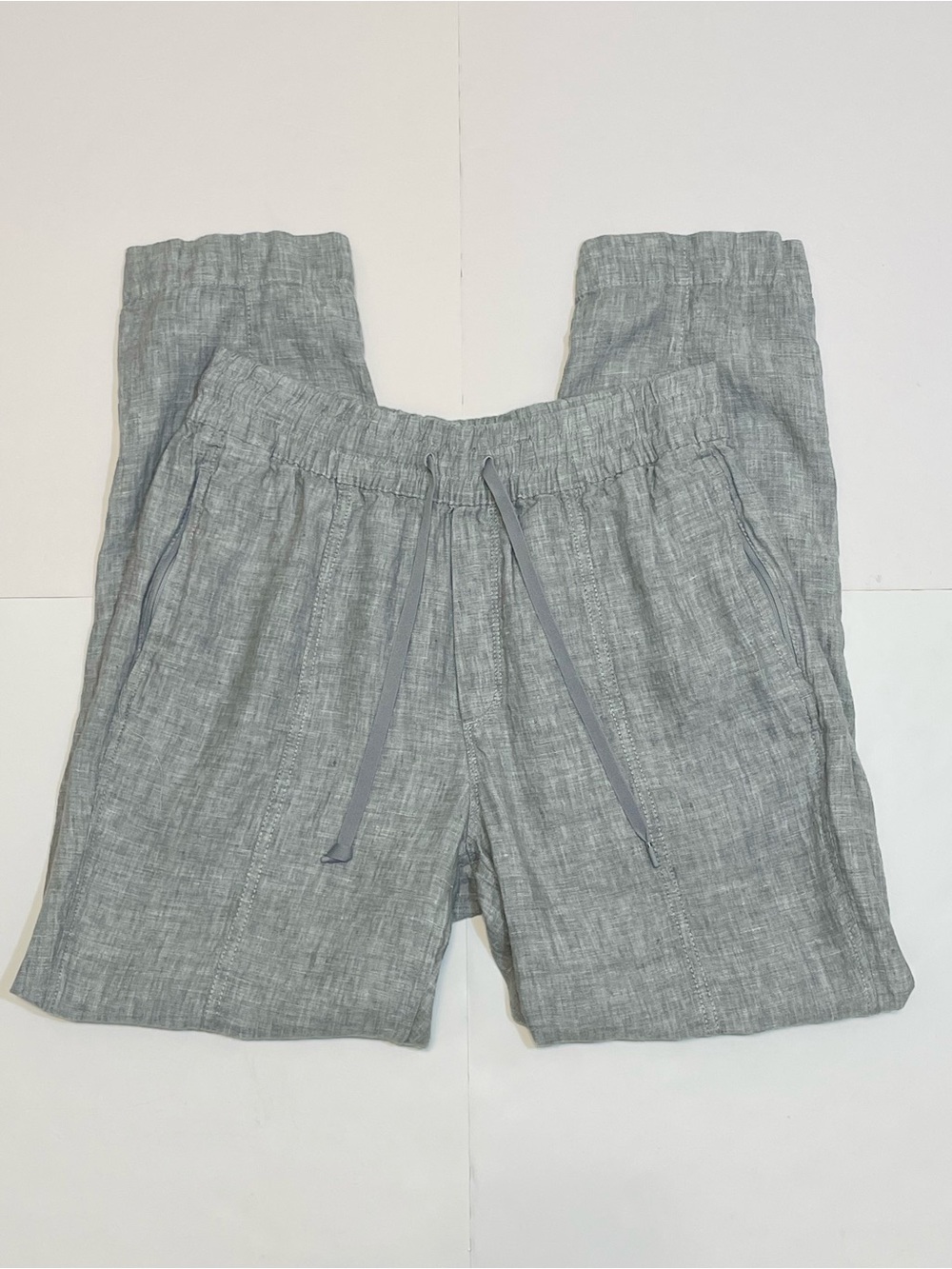 Athleta Bali 100% Linen Gray Women’s Ankle Pants Size S - Picture 1 of 11